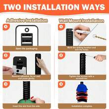 Black Dual-Use Hat Storage Rack, Adhesive & Nail Mount Wall-Hanging Hat Holder, Multi-Layer Slot Anti-Drop Baseball Cap Rack For Bedroom Door,Bedroom Room Decor,Back To School - View 5
