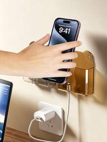 Phone Charging Storage Box, No-Drill Phone Storage Box, Bedside Storage Rack, Wall-Mounted Phone Storage Box, Phone Charging Stand, Remote Control Storage Rack (Suitable For Air Conditioner/TV), Phone Stand, Phone Accessories - Multicolor - View 5