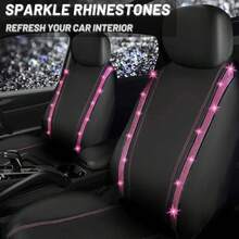 9/4pcs Shiny Rhinestone Faux Leather Car Seat Covers, Sequin Crystal Design, Women's Style, Compatible With Airbags, Suitable For Sedan, SUV And Minivan, Full Set For Seats And Headrests - Style a - View 3