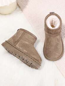 1 Pair Kids Warm Snow Boots Girls Thermal Lined Non-Slip Ankle Boots - Khaki - View 5