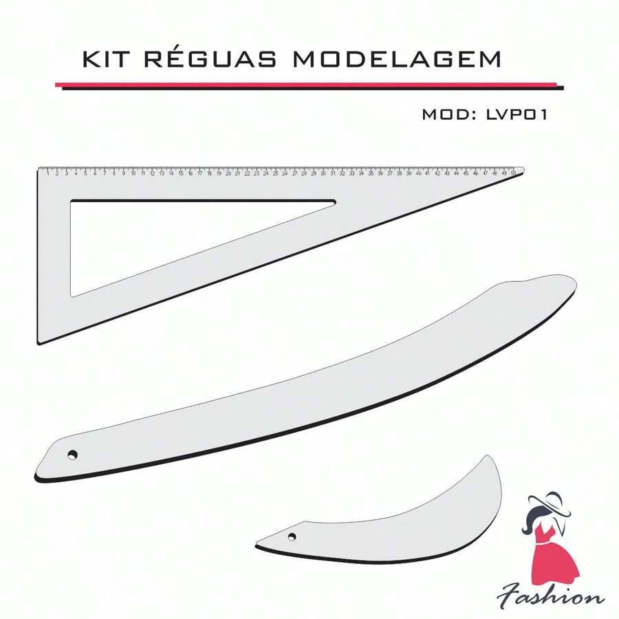 Kit 3 Réguas Modelagem Acrilico z1 - A - Visão 1
