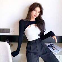 2pcs Summer Versatile Solid Color Shoulder Sleeve Covers, Comfortable Fitted Short Bolero Fake Collar, Office Wear Or Campus Style Fashionable Elegant Sleeve Collar, Black, Long Sleeve, Suitable For Daily Wear - Raglan Sleeve Two-pack - View 7