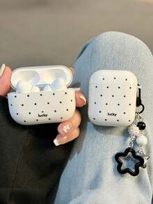 Polka Dot Lucky Earphone Protective Case, Compatible With AirPods 1 2 3 4 Pro 2 Pro 3, With Star Keychain, Soft TPU Shockproof Protective Case - Multicolor - View 2