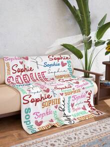 1 buah Selimut Nama Kustom, Selimut Tempat Tidur dengan Nama yang Dipersonalisasi, Hadiah Keluarga, Hadiah Ulang Tahun, Hadiah Natal, Hadiah untuk Anak Laki-laki/Perempuan - MultiWarna - View 4