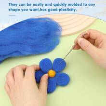 Juego de lana de colores, combinación de lana de 8 colores de 10g, kit de material de fieltro de lana con aguja, muñeca de lana DIY de 80g - el oceano - Ver 4