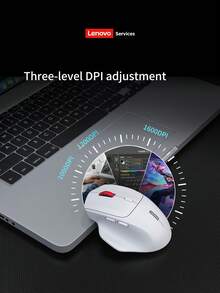 Lenovo 无线鼠标，双模可充电鼠标，2.4G/蓝牙连接，符合人体工学的游戏鼠标，亲肤材质，握感舒适，适用于办公、家庭和游戏等多种场景，兼容多种设备，电池续航时间长 - 白色 - 查看 10