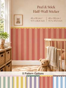 Tripod Wave Half Wall Sticker, Removable And Peelable, 5 Patterns 2 Sizes, Bedroom Living Room Decor - Multicolor - View 2