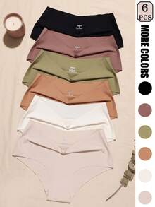 6pcs Women's Seamless High Waist Panties, Quick-Dry Breathable Nylon Spandex Blend, 4-Way Stretch, Yoga Fitness Dance - Multicolor - View 1