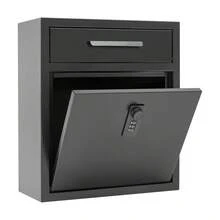 RibasuBB Wall Mounted Mailbox With Combination Lock, Large Capacity, Secure Metal Mail Box, Black - Default - View 2