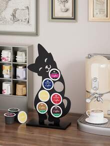 Cute Cat Shaped Coffee Capsule Holder, Creative Iron Storage Rack With Round Slots For Coffee Pods,Design Decorates Kitchen Countertops,Perfect For Coffee Bar, Office And Home Coffee Station Display And Organization. - Multicolor - View 10