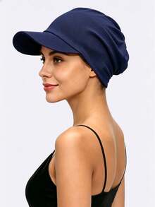 CONFLASS 1pc Women's Thick Striped Fabric Duck Bill Cap Headscarf Hat, Outdoor Travel Sun Protection Hat, Suitable For Daily Use - Multicolor - View 5