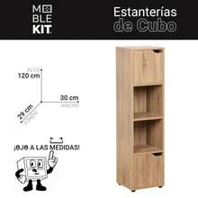 KIWI MOBLEKIT | Modular Wooden Shelves With Different Compartments And Door Options, Bookcases And Storage Furniture For Bedroom, Kitchen Or Entryway - 橡木 - 4 個隔間 + 2 個門 | 30x29x120 厘米 - 查看 3