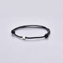HuooNew 1pc S925 Sterling Silver Minimalist Small Butterfly Adjustable Braided Rope Bracelet, Couple Set, Artistic Versatile Thin Rope Bracelet Jewelry - Silver - View 4