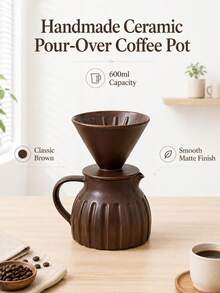 1 Set 600ml Creative Large Capacity Ceramic Coffee Pot, Premium Hand Drip Coffee Pot, Ceramic Glazed Sharing Pot, Extraction Filter Cup, Suitable For Home And Restaurant Use, Japanese Style Hand Drip Coffee Pot, Latte Art Cup, Breakfast Milk Cup, Afternoon Tea Cup, Home Coffee Equipment Set, Home Brewing Filter Pot, Suitable For Drip Coffee Maker, Family Sharing Coffee Pot - Multicolor - View 12