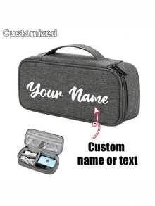 1pc Customizable Names Electronic Travel Organizer With Cable Storage Compartment, Personalized Storage Bag, Customizable Name. Electronic Storage Bag With Cable Management Compartments- With A Zipped Pocket. Portable And Suitable For Chargers - Multicolor - View 5