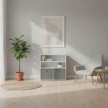 KIWI MOBLEKIT | Wooden Shelves For Storage And Decoration, Cube Or Rectangular Models With Door Or Drawer Options, Modern Auxiliary Furniture For Living Room, Bedroom Or Office - 三層書架 60x30x60 公分 白色和灰色 - 查看 2