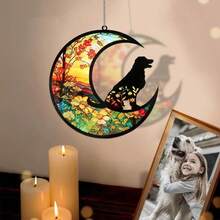 Cat Memorial Suncatcher For Windows Hanging, Pet Sympathy Gift To Memorialize The Loss, Unique Angel Cat Pet Loss Sympathy Moon Floral Sun Catchers - White - View 8