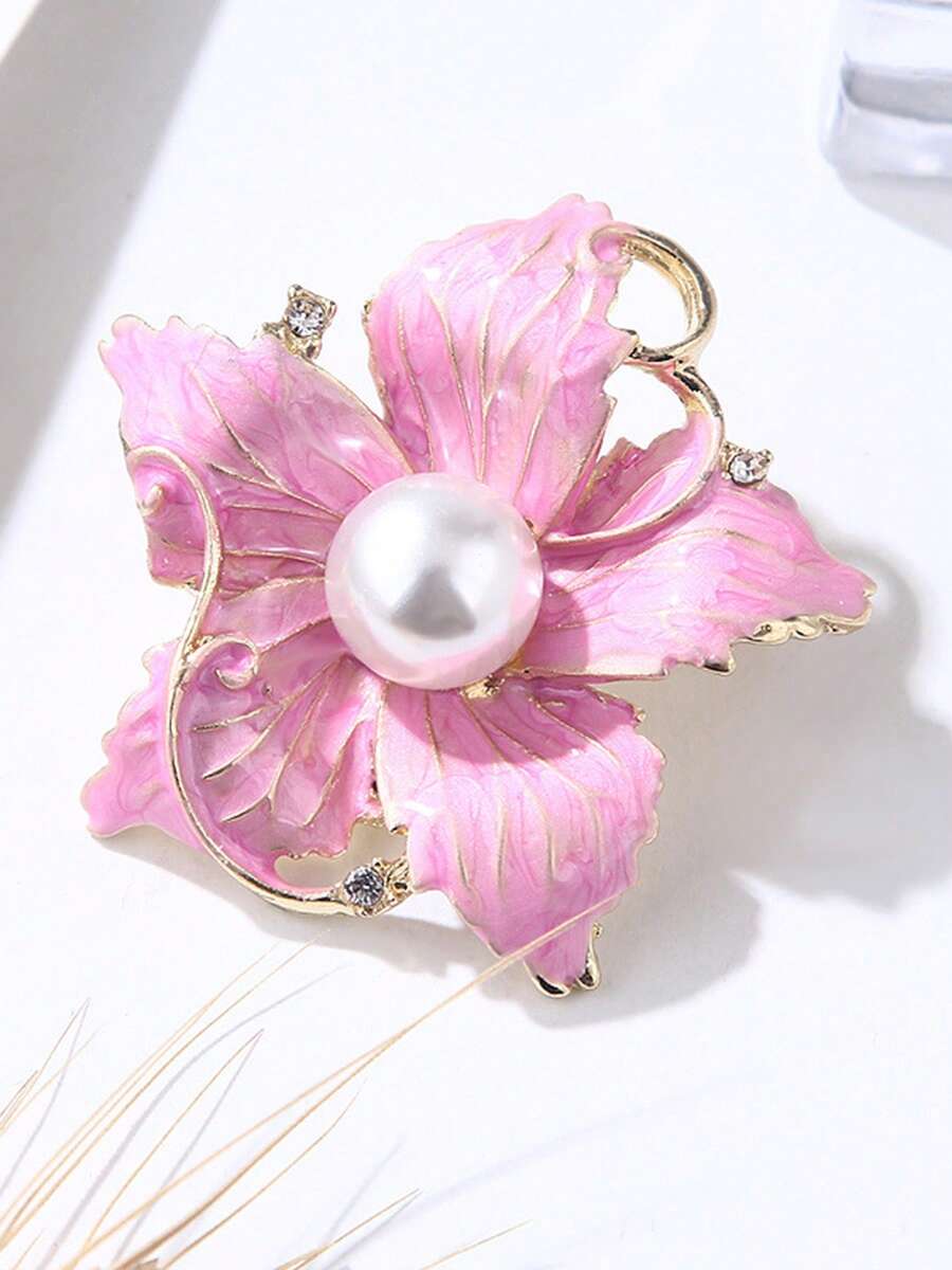 1pc Flower Brooch, Premium Exquisite Pin, Suitable For Women's Clothing Daily Wear And Gift - Pink - View 1