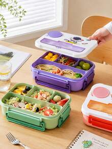 Large Capacity Cartoon Cute Lunch Box, School Lunch Box, Bento Box (Built-In Cutlery Set), Microwave , Lunch Bag, Suitable For Home, School, Office, Back To School, Outdoor Picnic - Multicolor - View 4