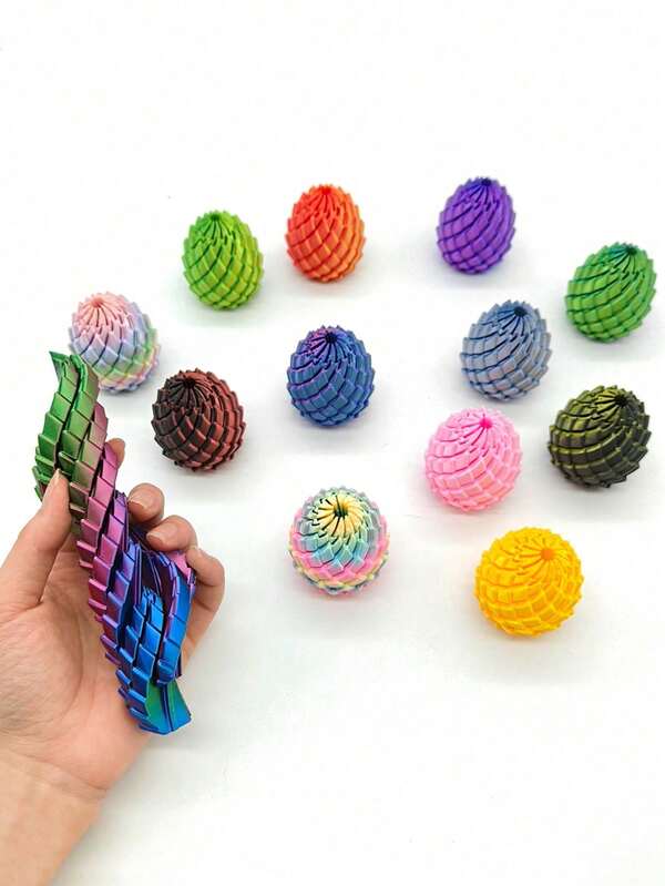 1pc New 3D Printed Rotating Dragon Egg Deformable Stress Relief Slime Dragon Egg Set, Deformable Expansion Ball, Deformable Slime Ball Creative Twist Finger Stress Relief Suitable For Teenagers