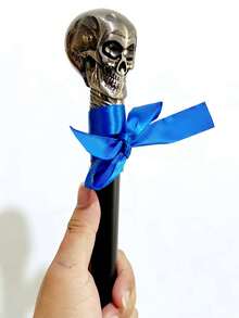 1pc Dual-Color Halloween Gothic Skull-Shaped Creative Metal Wizard Long Magic Wand, Detachable Skull Pattern Fashion Walking Cane, Mediterranean Ramadan Ramadan Arabic Festival Prop, Casual Vintage Scepter, Cosplay Game Prop, Magician Performance Wand, Elegant High-End British Men's Gift, Suitable For Daily Use, Creative School Performance - Multicolor - View 6