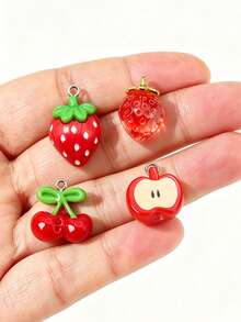 10/20/50/100 piezas Nuevo colgante de fresa de resina DIY 3D lindo material para llavero y joyería - Multicolor - Ver 1