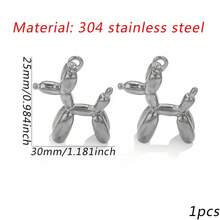 1/4pcs 3D Balloon Dog Stainless Steel Pendant, Non-Fading Metal Animal Charm, DIY Jewelry Making Bracelet Necklace Accessory - Dog Pendant - View 9