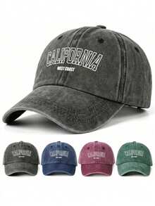 BONNY BOOM 1/2件刺繡CALIFORNIA字母棒球帽，中性復古水洗卡車帽，Y2K戶外防曬可調節帽，適合春/秋季旅行度假禮物，適用於朋友、家人、父親節、母親節、開學季、聖誕節、萬聖節、婚禮、嘉年華、海灘新娘婚禮用品、禮物、單身派對、旅行、老師、學生、度假禮物 - CALIFORNIA - 查看 2