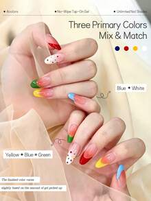 Kuteks Semi-Gel 4-Grid Warna Asli Merah Kuning Biru Gradien Lukisan Tangan Efek Tie Dye Cocok Untuk Seni Kuku Salon - MultiWarna - View 7