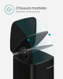 SONGMICS Pattumiera da Cucina, Cestino da 20 L, Cestino a Pedale in Acciaio, con Secchio Interno, Chiusura Morbida e Resta Aperto, Beige Sabbia LTB592A02 I3DP - Inchiostro nero - Visualizzare 5