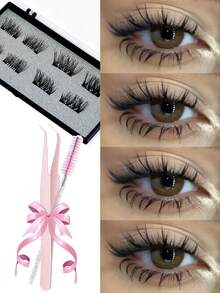 2 Pairs Magnetic False Eyelashes Half-Length No Glue Needed Long Natural Cat Eye Style Reusable Suitable For Eyelash Extensions Suitable For Beginners Makeup Artists Gift False Eyelash Clusters Magnetic Eyelashes - View 6