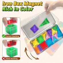 Magnetic Tile Mini Travel Set, Montessori Kindergarten Educational Sensory Toy, Suitable As Birthday Gift For Children 3 Years And Above - 彩色 - 查看 6