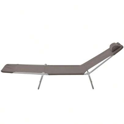 Silla reclinable plegable, silla de bronceado para piscina, silla de descanso para exteriores con respaldo reclinable de 5 posiciones en color marrón
