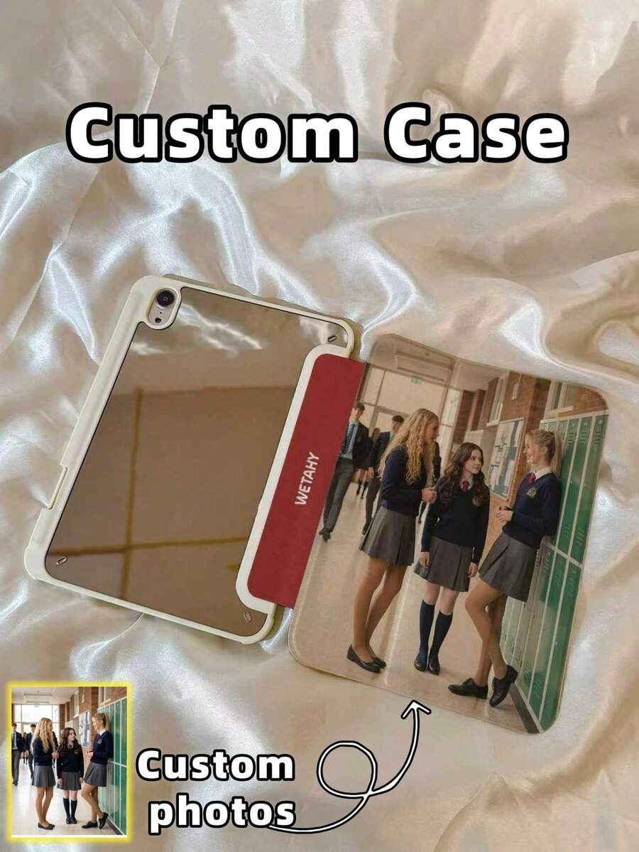 1pc Customized Mirror Tablet Protective Case, Customized Protective Case, Back To School Theme Tablet Case, Can Customize Your Photo Or Group Photo, Built-In Pen Slot, Supports High Definition Printing, Compatible With IPad Mini, Air, Pro (8.3 Inch To 13 Inch), Gift For Mom/Dad/Girlfriend/Boyfriend/Friend, Suitable For Back To School, Halloween, Independence Day, Birthday, Anniversary And Christmas, Travel Essential. - Multicolor - View 1