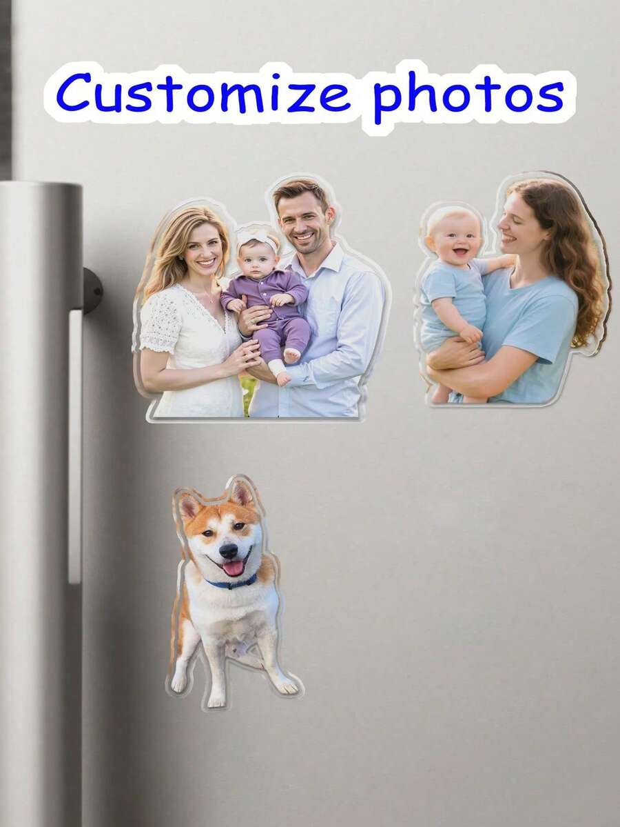 Customized Photo Magnets, Acrylic Fridge Magnets - Warm, Cute, Special Home Decor - Photo Fridge Magnets, Mother-Daughter Photo Magnets Gift, Dog Photo Magnets, Family Photo Magnets Gift, Couple Gift