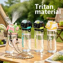 1 pieza Botella de agua deportiva para exteriores de 800ml/26oz con diseño de doble bebida, botella de agua refrescante esencial de verano, diseño de gran capacidad, hecha de material Tritan, inodora, irrompible, ligera, con asa oculta para fácil transporte, perfecta para camping, deportes al aire libre, senderismo, fútbol, baloncesto, correr, ciclismo, ejercicio, fitness, regalos de vacaciones, regalos de cumpleaños y talla grande - Multicolor - Ver 4