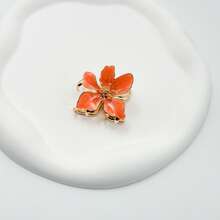 Gradient Enamel 5-Petal Flower Claw Clip, Gold-Plated Tie Dye Petal Hair Claw, Soft Textured Floral Hair Grab, Non-Slip Secure Half-Up Low Bun, Bohemian Style Daily Beach Party Summer Hair Accessory - Iridescent Flower Hair Clip - View 14