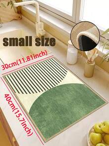 1 pièce pièce Tapis de cuisine géométrique vert matcha frais nordique 3,5 mm en caoutchouc souple absorbant, convient pour la cuisine, la salle de bain, le salon, le paillasson d'extérieur, le tapis de cuisine, la décoration de la maison et le tapis de toilette - Multicolore - Voir 17