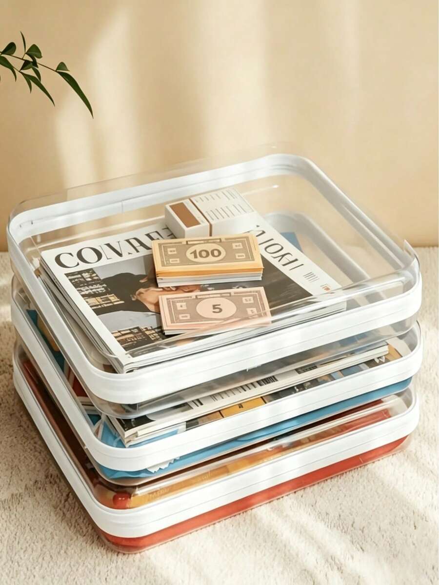 PVC Transparent Storage Box, Hard Stackable File Bag, Multi-Functional For Storing Accessories And Stationery, Suitable For Home, Travel And School