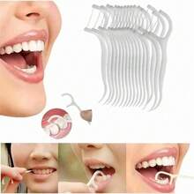 Fio Dental Em Formato De Arco Ultra Fino Kit Com 1 caixa (50 unidades) 1Polietileno Durável Limpeza Dentária Completa - Branco - Visão 7