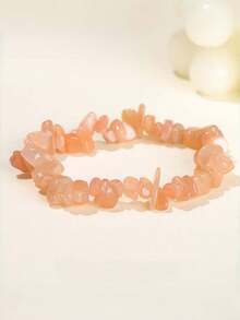 1pc Natural Crystal Agate Chip Bracelet Asymmetrical Women's Handmade Bracelet (Random Color) - Multicolor - View 6