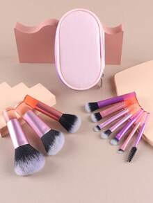 10pcs Classic Pink Multi-Function Makeup Brush Set - Multicolor - View 8