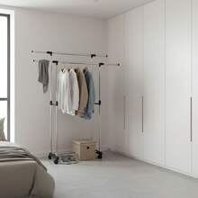 KIWI MOBLEKIT | Free-Standing And Expandable Clothes Racks In Metal And Wood, Clothing With Adjustable Options, With Wheels Or Shelves, Organizers For Bedroom, Entryway And Home - 雙人床尺寸:80-150x42x90-160厘米 - 查看 2