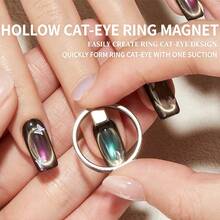 Juego de imanes para arte de uñas de ojo de gato de doble cabeza con anillo hueco francés, imán de ojo de gato 3D fuerte para esmalte de gel de arte de uñas DIY, efecto en forma de V, herramienta magnética de manicura, efecto de agujero negro rápido para principiantes de arte de uñas magnético - Multicolor - Ver 2