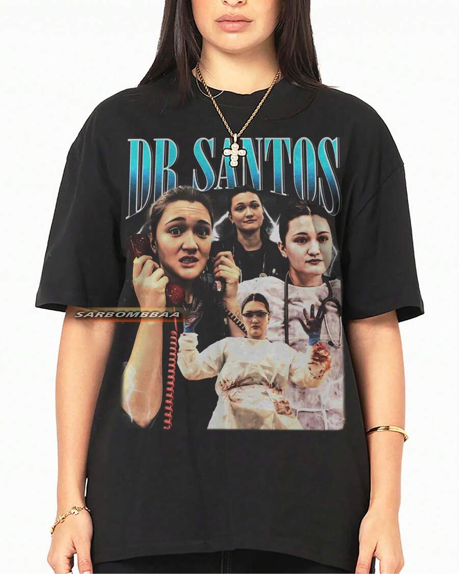 Dr. -Shirt - Isa Briones Shirt The Pitt Tee Unisex Vintage 90er Retro bedrucktes modisches Herren- und Damen-T-Shirt, Fan Retro bedrucktes Fashi - Schwarz - Übersicht 1