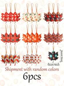 3/6/9pcs Random Color Cute Felt Autumn Leaf Tree Decor, Thanksgiving Leaf Pumpkin Hanging Ornaments, Suitable For Baby Shower And Home Decoration - Multicolor - View 7