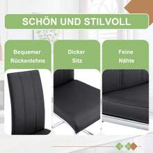 Modern, Minimalist Dining Chair Set (Set Of 2) / Dining Chairs With PU Upholstery / Easy Assembly, Load Capacity Up To 150 Kg, / Suitable For Dining Rooms, Kitchens And Living Rooms - Black + Silver (2 Weapons) - View 9