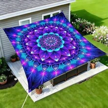 1 pieza Vela de sombra solar cuadrada con estampado geométrico de girasol fresco, adecuada para patio pequeño, piscina, área de ocio al aire libre de villa. Sombrilla de playa, tela de sombra solar para exteriores, toldo de playa, tienda de playa, sombra solar para patio, cenador al aire libre, cenador - Bohemia C - Ver 24