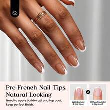 Beetles 224Pcs French Tips Press On Nails, Brown Short Squoval Soft Gel Fake Nails, Reusable Full Cover Nail Tips For DIY Salon Manicure Women - 224 Pcs Brown Short Squoval - 查看 2