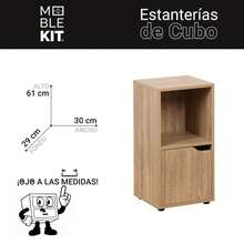 KIWI MOBLEKIT | Modular Wooden Shelves With Different Compartments And Door Options, Bookcases And Storage Furniture For Bedroom, Kitchen Or Entryway - 橡木 - 雙隔層 + 單門 | 30x29x61厘米 - 查看 3